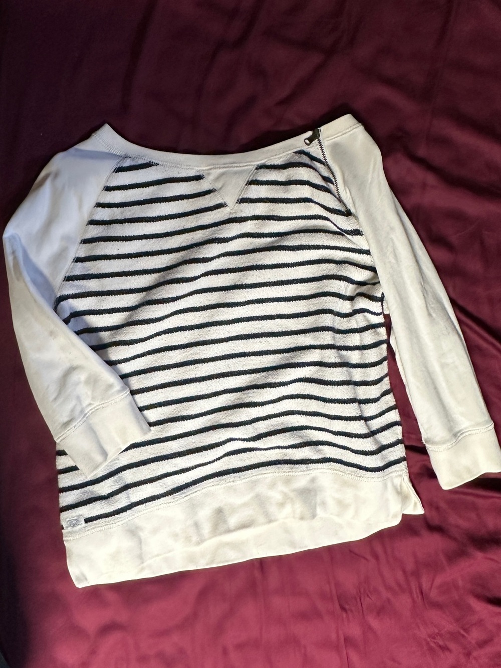 Ralph Lauren Cream & Navy Striped Pullover 3/4 sleeve sweater